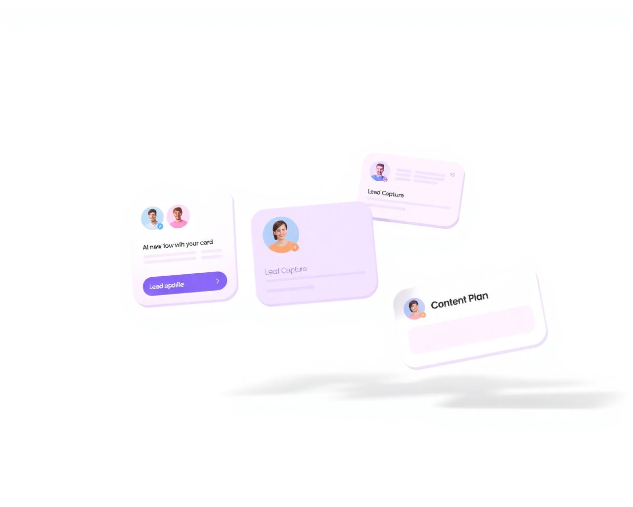 Nova AI Studio workspace with agent cards and lead cards
